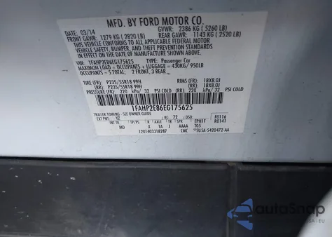 2014 Ford Taurus Sel z USA, uszkodzony, nr VIN 1FAHP2E86EG175625